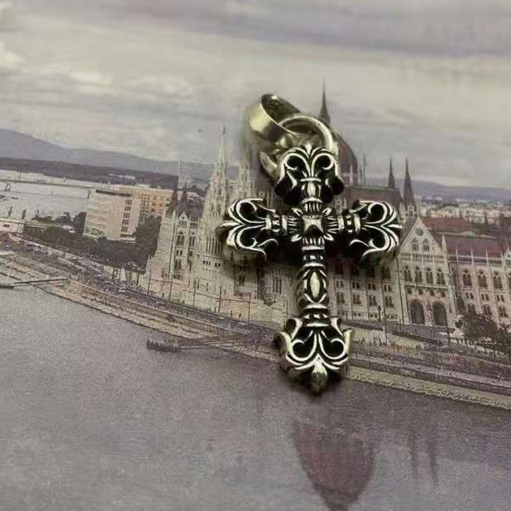 Chrome Hearts Flame Cross Classic Pendant Necklace
